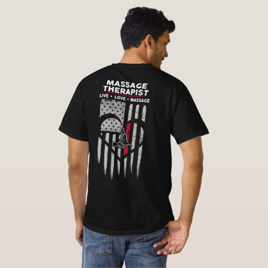 US-Flaggen-Massagetherapeut Decal T-Shirt (Schwarz voll)