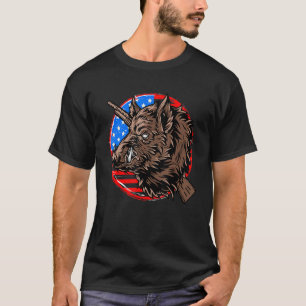US-Flaggen-Schwein Retro-Schweinejäger Vintage-Ebe T-Shirt