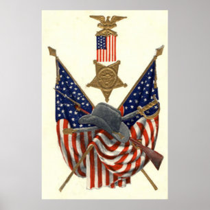 US-Flaggen-Union-Bürgerkrieg-Medaille-Adler Poster