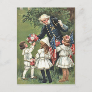 US-Flaggen-Union-Veteranen-Blumenstrauß Postkarte