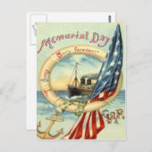 US-Flaggenanker-Blume Lebenserhaltung Postkarte (Vorne/Hinten)