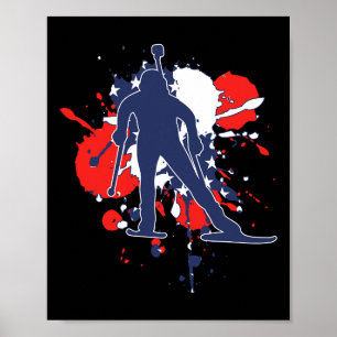 US-Flaggenbiathlonistin - Amerikanische Biathlon W Poster