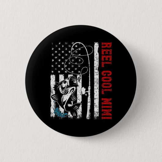 US-Flaggenfischerei Cool Mimi Fischerei Fischer Fi Button (Vorderseite)