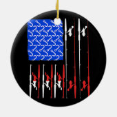 US-Flaggenfischerei Hook Rod Fish Fisherman  Keramik Ornament (Hinten)