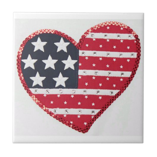 US-Flaggenherzfliese Fliese (Vorderseite)