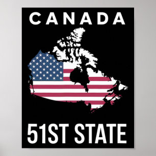 Us-Flaggenkarte Kanada 51. Staat Poster