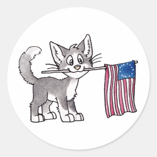 US-Flaggenkatze Runder Aufkleber (Vorderseite)