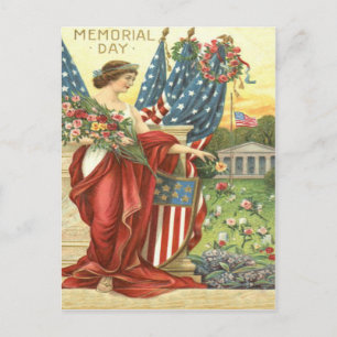 US-Flaggenkranz Lady Liberty Friedhof Postkarte