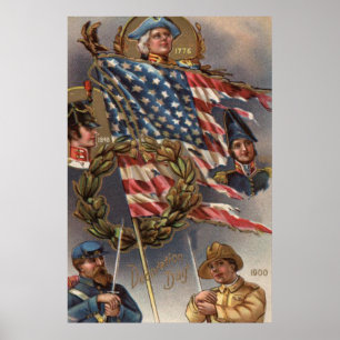 US-Flaggenkranz Militär-Gedenktag Poster