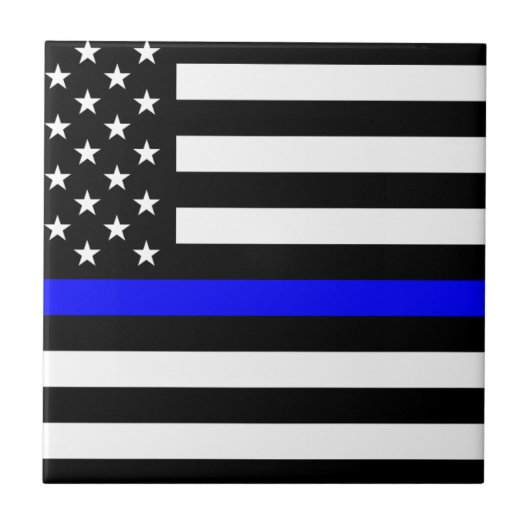 - US-Flaggenpolizei Thin Blue Line Fliese (Vorderseite)
