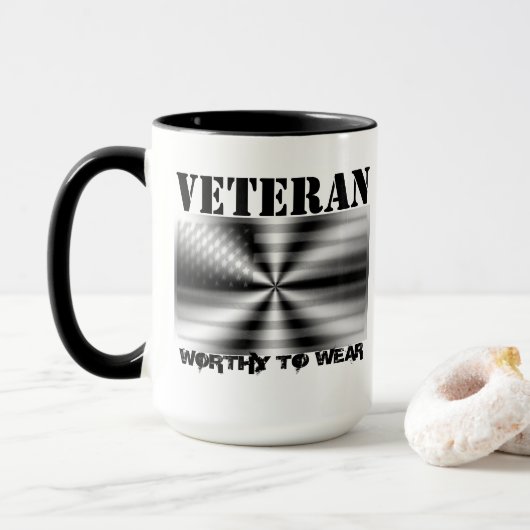 US-Flaggenschild - Veteran - es lohnt sich zu trag Tasse (Mit Donut)