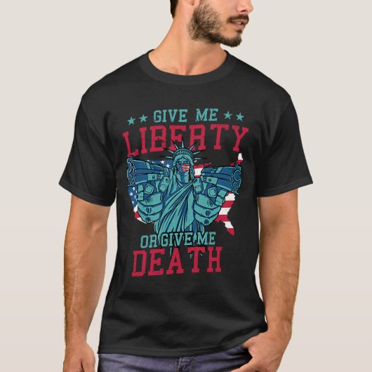 US-Flaggenstatue der Freiheit 4. Juli Zitat geben T-Shirt (Vorderseite)
