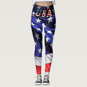 US-Flaggentext mit den amerikanischen Leggings