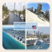 US Florida - Fort Lauderdale - The New River - Rechteckiger Pappuntersetzer (Vorderseite)