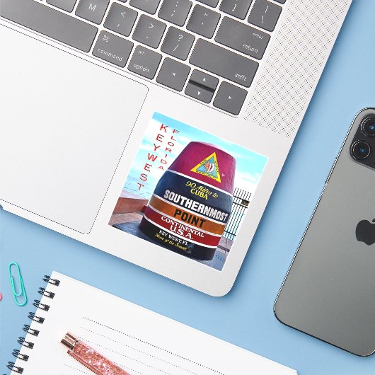 US Florida - Key West - South most point buoy - Aufkleber (Laptop mit iPhone)