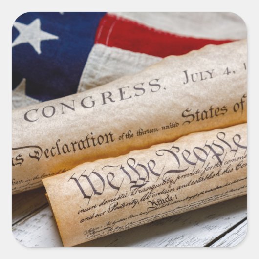 US Founding Documents Quadratischer Aufkleber (Vorderseite)