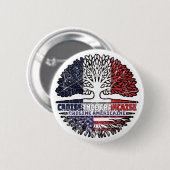 US Französisch Frankreich Amerika Baum Wurzeln Fla Button (Vorne & Hinten)