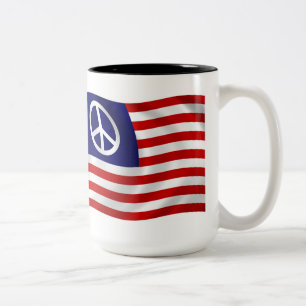 US-Friedenszeichen-Flaggen-Tasse Zweifarbige Tasse