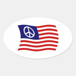 US-Friedenszeichen-Flaggenaufkleber Ovaler Aufkleber