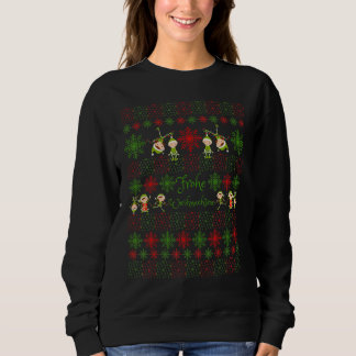 US Frohe Weihnachten Elf Snowflake Pattern Red Gre Sweatshirt