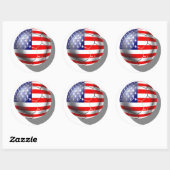 US-Fußballmannschaft Fans von US Flagge-Fahnenball Runder Aufkleber (Blatt)
