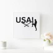 US-Fußballspieler Quadratische Wanduhr (Zuhause)