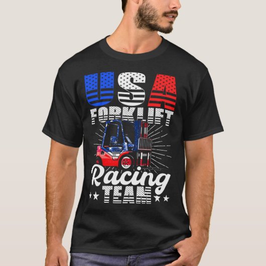 US-Gabelstapler-Rennteam-Lagerarbeiter T-Shirt (Vorderseite)