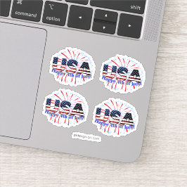 US-Glitzer mit Textflagge Feuerwerk am 4. Juli Aufkleber