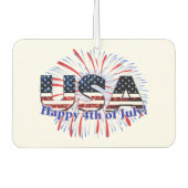 US-Glitzer mit Textflagge Feuerwerk am 4. Juli Autolufterfrischer (Vorderseite)
