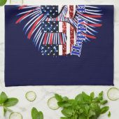 US-Glitzer mit Textflagge Feuerwerk am 4. Juli Geschirrtuch (Gefaltet)