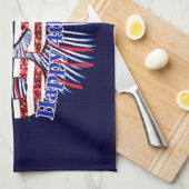 US-Glitzer mit Textflagge Feuerwerk am 4. Juli Geschirrtuch (Viertel Falte)