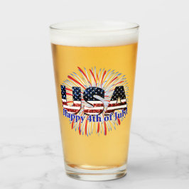 US-Glitzer mit Textflagge Feuerwerk am 4. Juli Glas