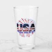US-Glitzer mit Textflagge Feuerwerk am 4. Juli Glas (Vorderseite)