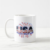 US-Glitzer mit Textflagge Feuerwerk am 4. Juli Kaffeetasse (Links)