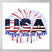 US-Glitzer mit Textflagge Feuerwerk am 4. Juli Poster (Vorne)