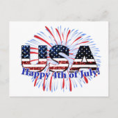 US-Glitzer mit Textflagge Feuerwerk am 4. Juli Postkarte (Vorderseite)