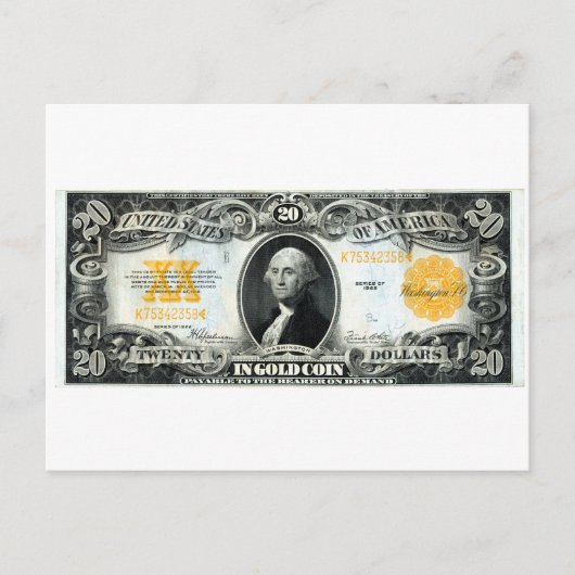 US-Gold-Zertifikat von 1922 Postkarte (Vorderseite)