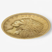 US-Goldstück Pappteller (Schrägansicht)