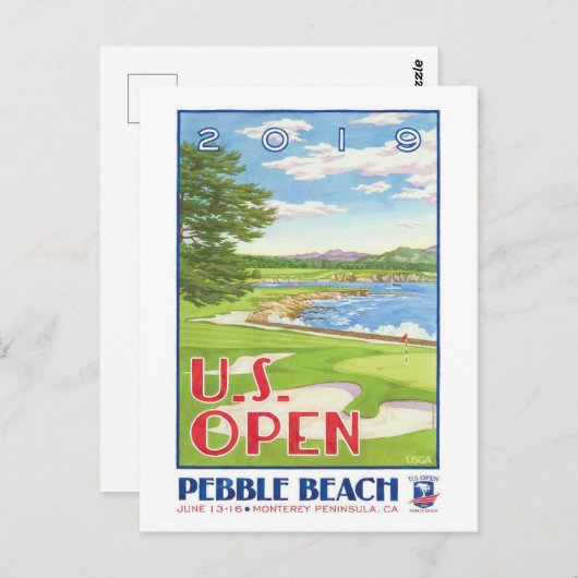 US-Golf geöffnet 2019 Kieselstrand Postkarte (Vorne/Hinten)
