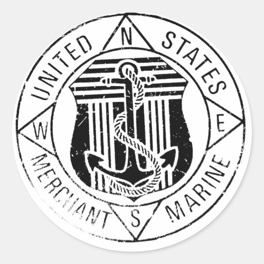 US-Handelsmarine von: David Lee Runder Aufkleber (Vorderseite)