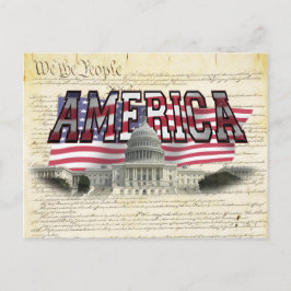 US Hauptstadt Gebäude American Flag Post Card Postkarte