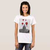 US-Hauptstadt Gebäude und Red Hot Air Balloons T-Shirt (Vorne ganz)
