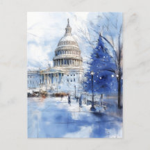 US Hauptstadt Hill Weihnachts Postcard Illustratio
