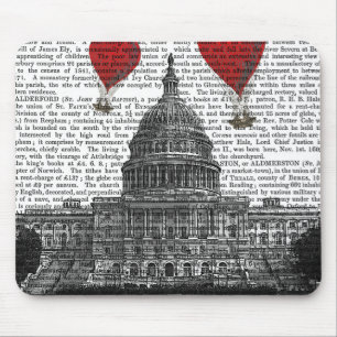 US-Hauptstadts-Gebäude und Rot - Heißluft-Ballone Mousepad