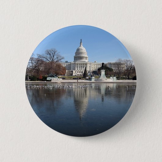 US-Hauptstadts-Gebäude-Winterbild Button (Vorderseite)