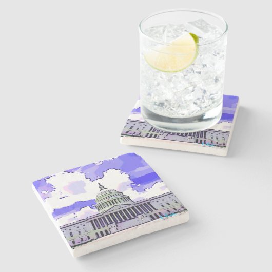 US-Hauptstadts-Stein-Untersetzer Steinuntersetzer (Seitenansicht)