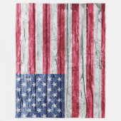 US-Holzflagge Fleecedecke (Vorderseite)