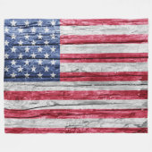 US-Holzflagge Fleecedecke (Vorderseite (Horizontal))