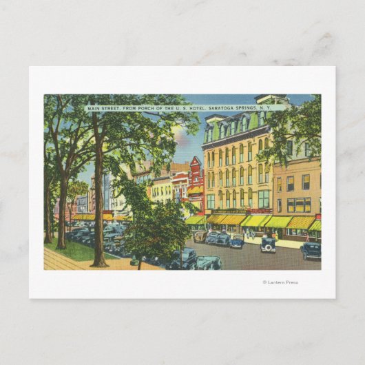 US Hotel Porch Blick auf die Hauptstraße Postkarte (Vorderseite)
