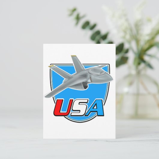 US Jet Flugzeug Logo Postkarte (Stehend Vorderseite)